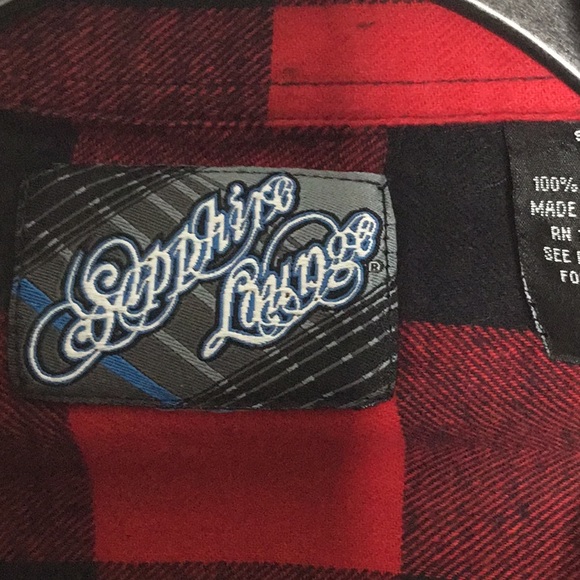 Men’s sapphire lounge plaid flannel shirt - Picture 5 of 8